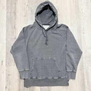 Todd Snyder Blank Grey Striped Pull Over Drawstring Mens Large Hoodie Sweatshirt